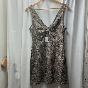 Urban Outfitters Front Cutout Side Zip Cheetah Dress-S